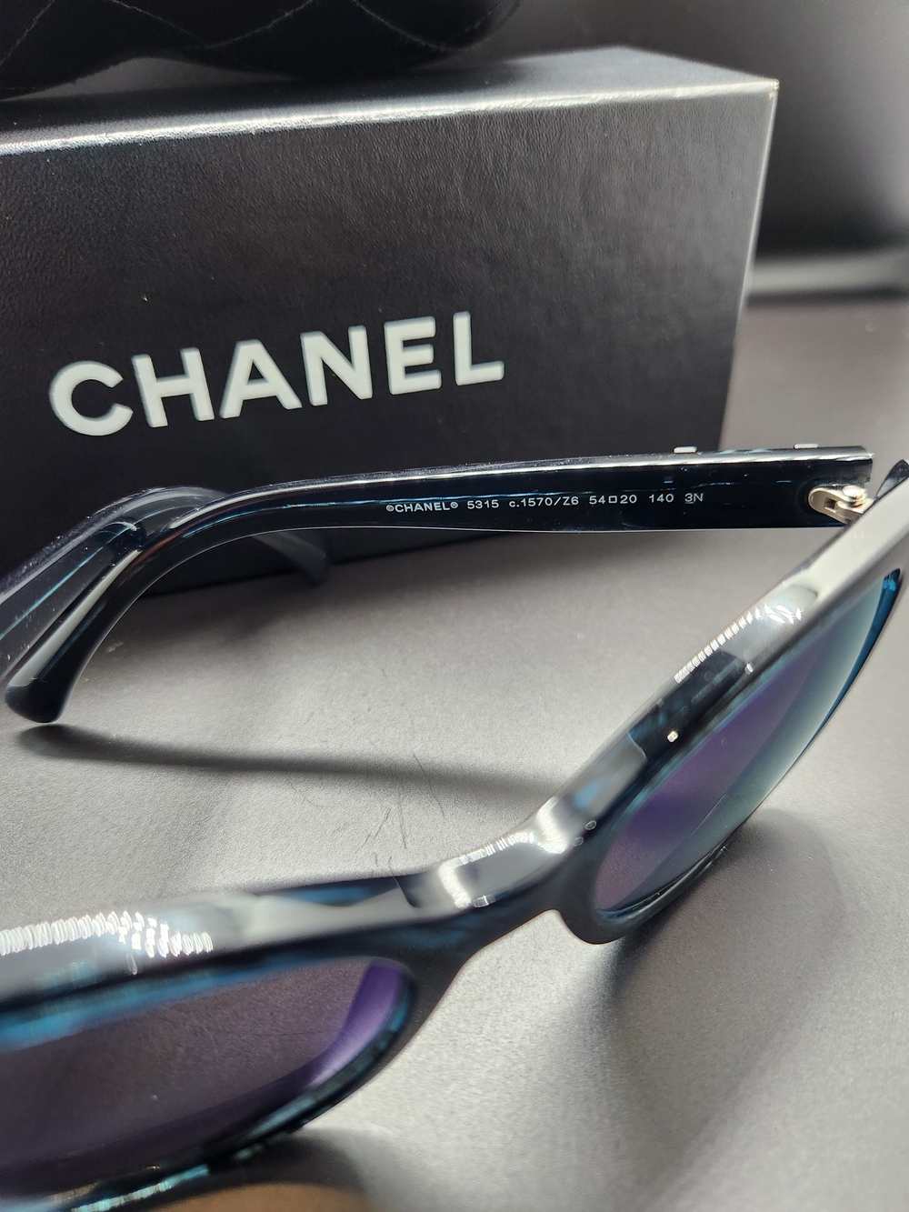 Chanel Women's Cat-Eye Sunglasses In Blue Mirror View 3